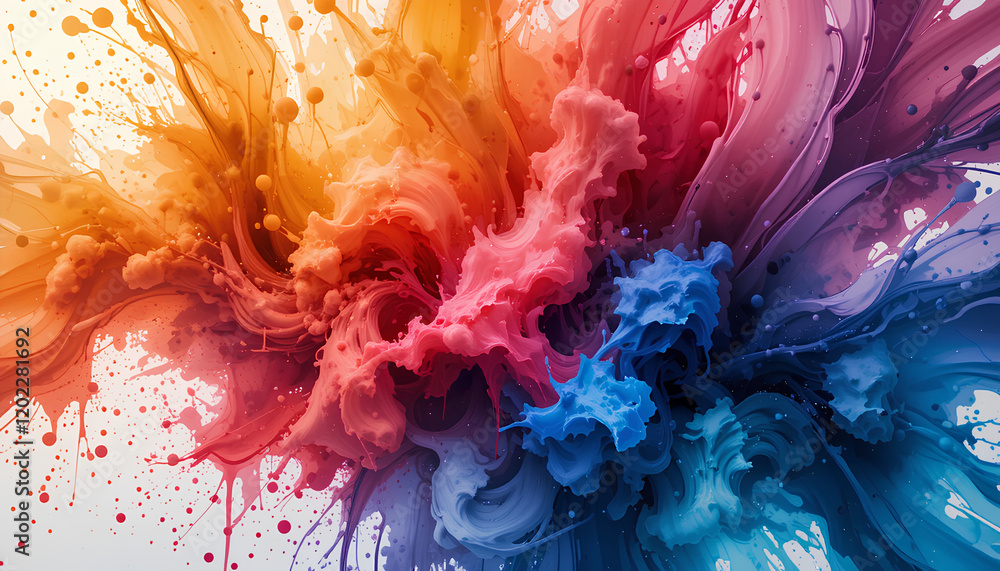 Poster abstract color burst, a vibrant and dynamic explosion of color, capturing the interplay of vivid hue