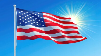 Obraz premium American Flag Waving in Wind