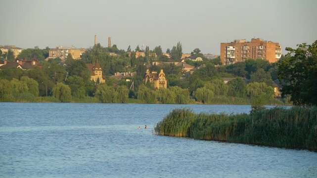 the embankment of the Kalmius river in Donetsk