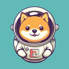 Fototapeta premium Cute Shiba Inu astronaut in space; illustration for children's book or app