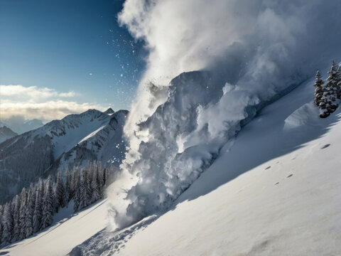 Cerca de una avalancha que cae desde una monta&ntilde;a nevada
