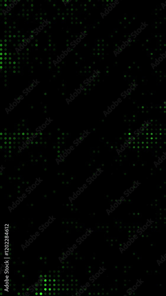 Aufkleber Vertical video Abstract digital design with green dots forming a grid-like pattern on a black background, evoking a futuristic and matrix-inspired aesthetic