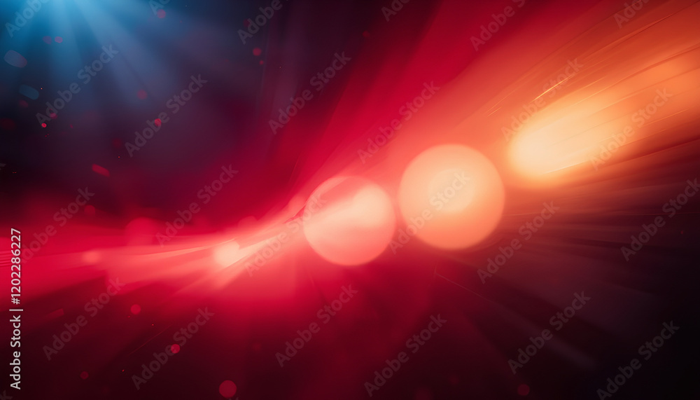 Poster red and blue light burst, an abstract image showcasing a dynamic interplay of red and blue light bea