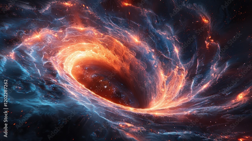Poster this vivid image depicts a cosmic wormhole, showcasing swirling colors and intricate patterns of lig