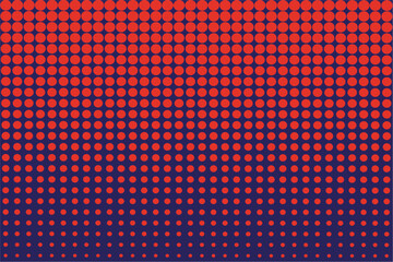 Red and blue halftone texture background with dots, vector illustration. Abstract dotted backdrop design in red and dark blue.
