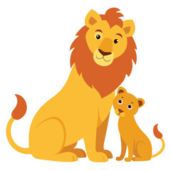 a lion grooming its cubs