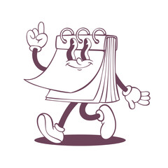 Retro groovy line art mascot, funky 70s character
