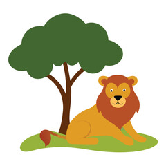 lion and tree