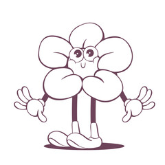Retro groovy line art mascot, funky 70s character