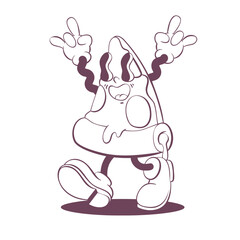 Retro groovy line art mascot, funky 70s character