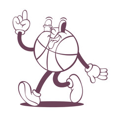 Retro groovy line art mascot, funky 70s character