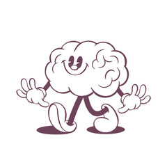 Retro groovy line art mascot, funky 70s character