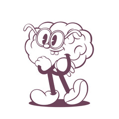 Retro groovy line art mascot, funky 70s character