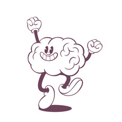 Retro groovy line art mascot, funky 70s character