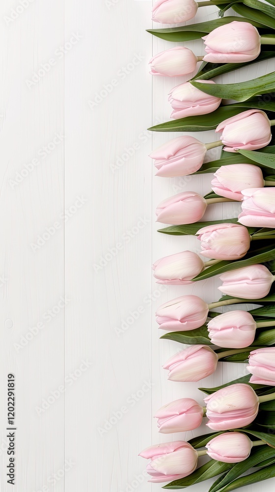 Poster a vibrant row of colorful tulips is displayed on the right side with ample space for custom text. th
