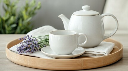 Fototapeta premium Serene tea time setup cozy space food natural light aesthetic concept