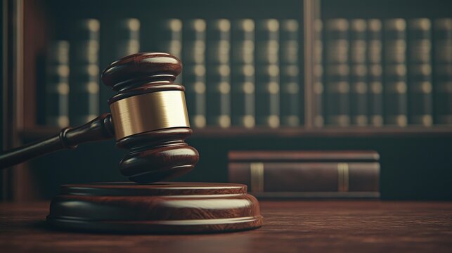 Courtroom decision making law library image of gavel legal environment close-up view justice concept