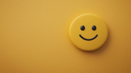 Fototapeta premium Smiling emoji icon on yellow background graphic design digital art minimalist close-up positive vibes
