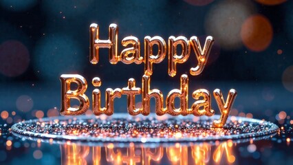The festive inscription "Happy Birthday" on a bokeh background.