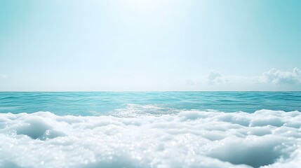 Fototapeta premium Serene Ocean Foam Under A Bright Summer Sky