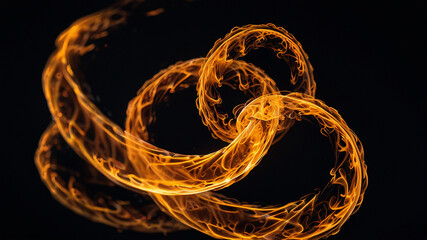 Flames background. Twisting spiral flame glows intensely against a dark background, showcasing dynamic motion and mesmerizing light. Perfect for abstract and dramatic visuals.