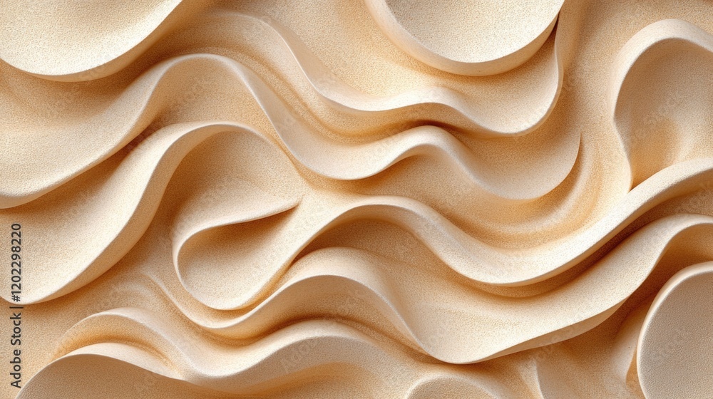 Poster abstract beige wavy pattern with soft textured folds creating depth and movement