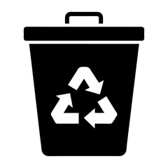 black Recycle bin icon. Trash Can icon vector illustration on white background.