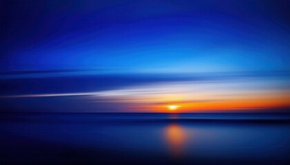 serene horizon with vivid sunset blending orange and deep blue tones over calm ocean water, perfect for meditative or peaceful designs