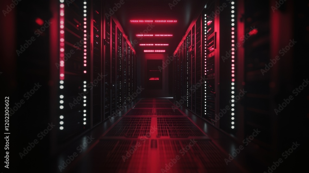 Aufkleber a focused shot of a data center with blinking servers capturing the essence of the backend operation