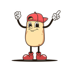 cute potato cartoon wearing a hat on a white background