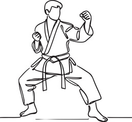 Karate Fighter Sparring Pose with Fists Vector Art