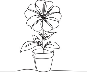 Petunia Flower Line Art Design | Minimalist Floral Vector on White Background