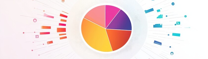 Obraz premium Colorful pie chart on a white background representing data visualization concepts.