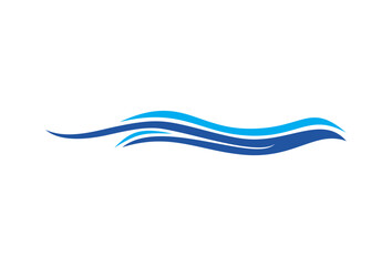 Ocean Wave Logo. Abstract Curve Shape Logotype. Blue Water Splash on the Sea for surf, beach, nature, wet,