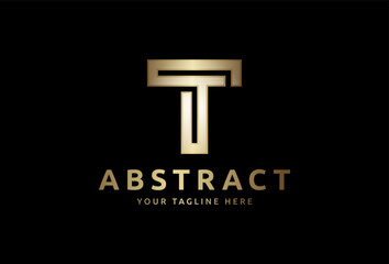 Elegant Letter T Logo. Luxury Gold Alphabet Logotype Concept. Usable for royal Business, Branding, Company, Corporate related with Initial T. Graphic Design Element Template.