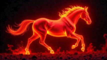 Fototapeta premium The red fiery horse gallops.