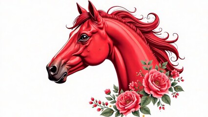 Fototapeta premium Portrait of a red luxurious horse.