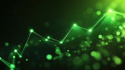 Fototapeta premium Digital graph with green lights representing data growth and analytics.