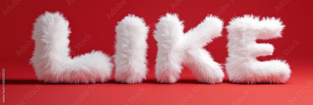 Aufkleber fluffy letters forming the word like on a vibrant red background creating a playful and inviting atm