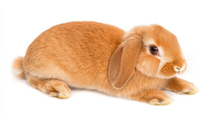Playful rabbit in studio setting cute animal photography soft background close-up perspective pet concept