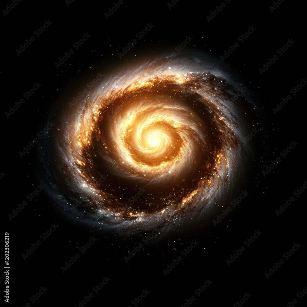 Poster galactic swirl action outer space cosmic image dark environment close-up view stellar concepts