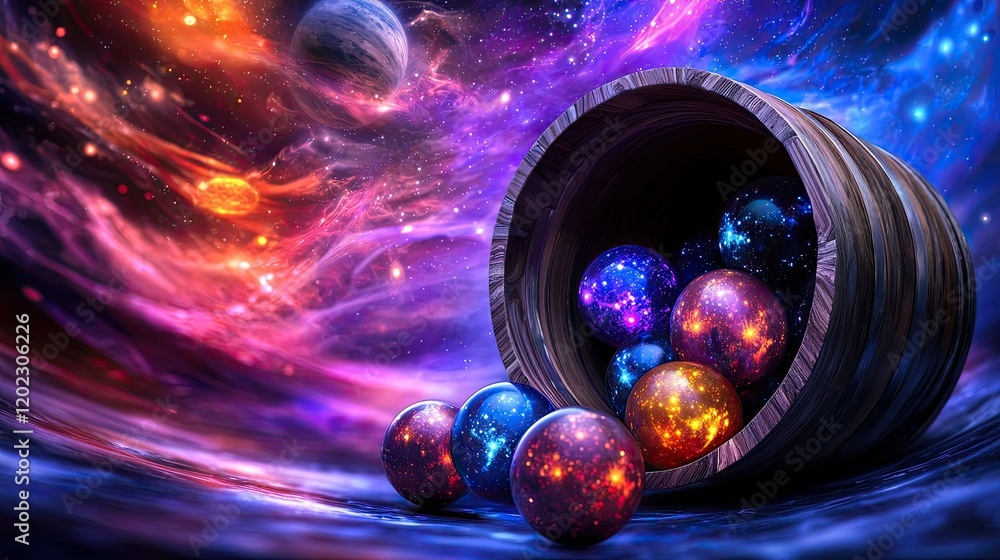 Aufkleber exploring cosmic wonders outer space digital art vibrant environment abstract viewpoint galactic con