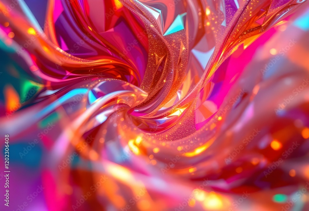 Poster vibrant abstract fluid art in pink and orange tones with swirling motion effect. colorful liquid pai