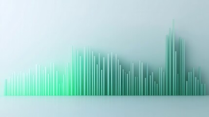 Modern sound wave visualization in green tones on a soft background.