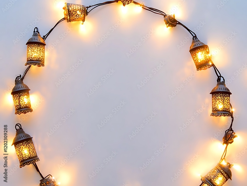 Poster illuminated lanterns forming a festive circular frame