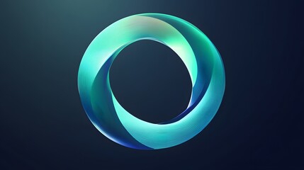 Abstract Teal Blue Swirling Oval Shape Design