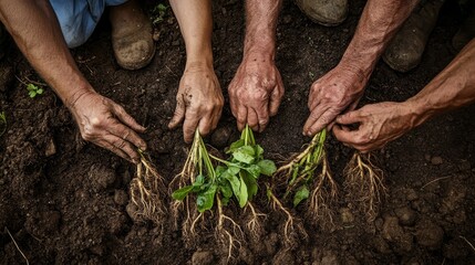 Planting Saplings Together Generations Working the Land