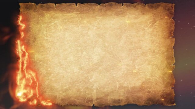 Vintage Brown Paper Burning with fire Animation