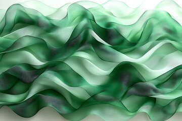 Obraz premium Abstract Green Fabric Waves Flowing Gently