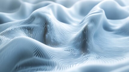 Naklejka premium Abstract 3D rendering of flowing, light blue, wave-like lines.